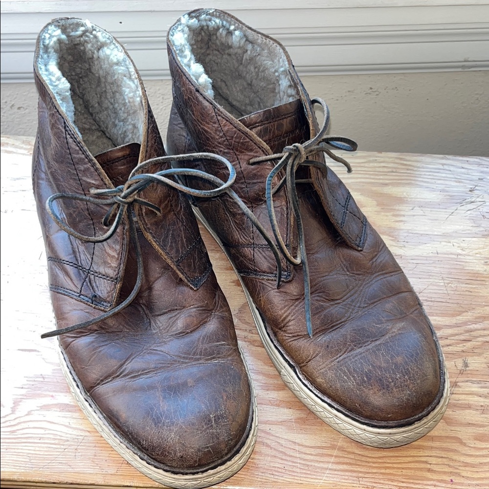 Frye Men's Brown Leather Fleece Lined Chukka Boots 12
